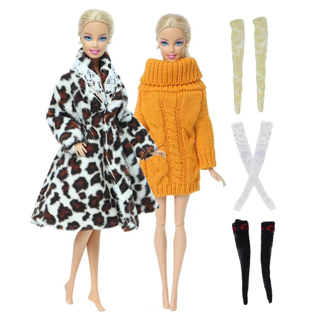BJDBUS 2 Pçs/set Boneca Da Moda Inverno Camisola de Malha Vestido Roxo  Preto Meias Meias de Roupas para Barbie Doll Acessórios Brinquedo -  AliExpress